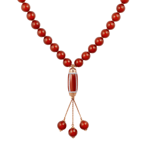 مسبحة جراند إليبس بالعقيق الأحمر والماس